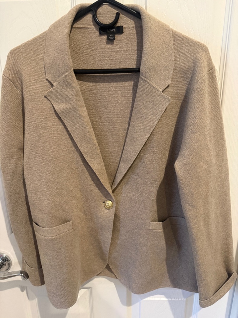 J. Crew Camille Shrunken Sweater Blazer - Oatmeal Size XL